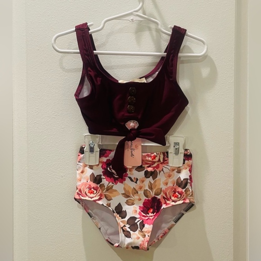 NEW…Toddler Girl High-Waist Floral Swimsuit